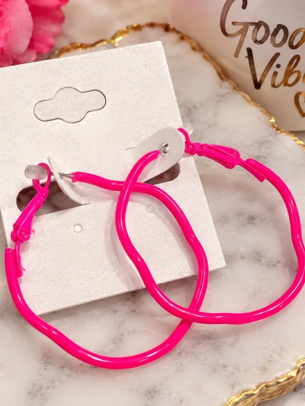 Hot Pink Hoop Earrings